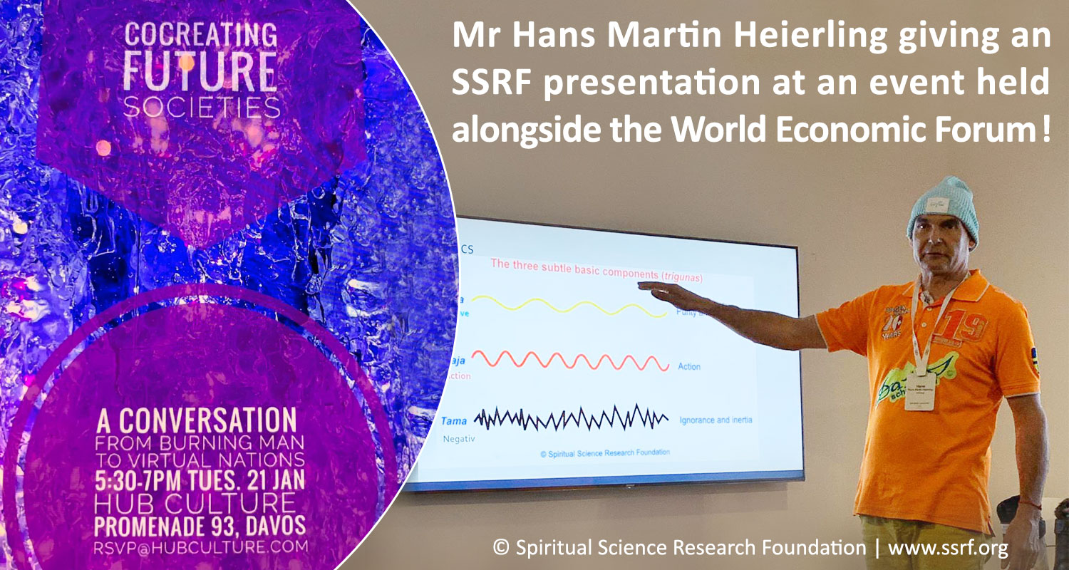 Mr Hans Martin Heirling giving an SSRF presentation at an event held alongside the World Economic Forum !